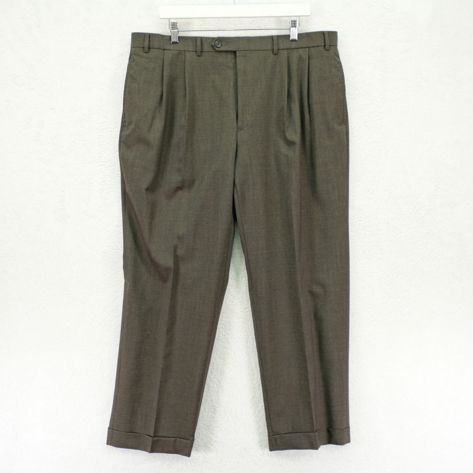Lauren Ralph Lauren Biege Brown Basketweave Wool Dress Pants -38 / 28.5- Pleated